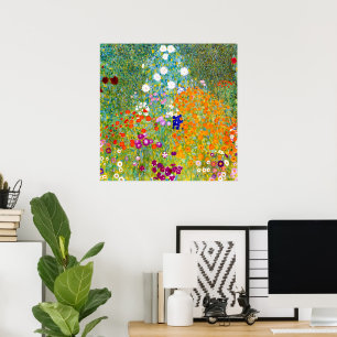 Póster Jardín de flores por Gustav Klimt Poster