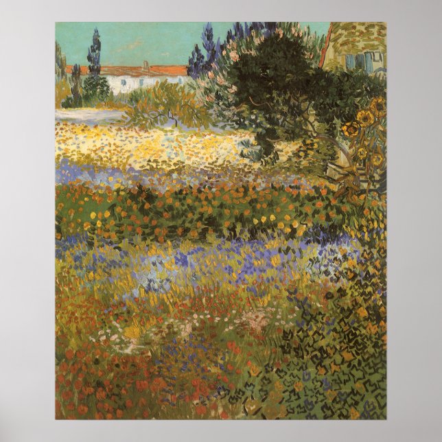 Póster Jardín de flores por Vincent van Gogh (Frente)