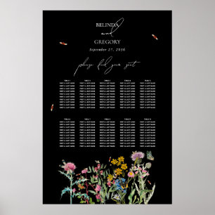 Póster Jardín de flores silvestres gráfico de asientos de