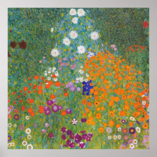Póster Jardín de flores vibrantes - Gustav Klimt Poster