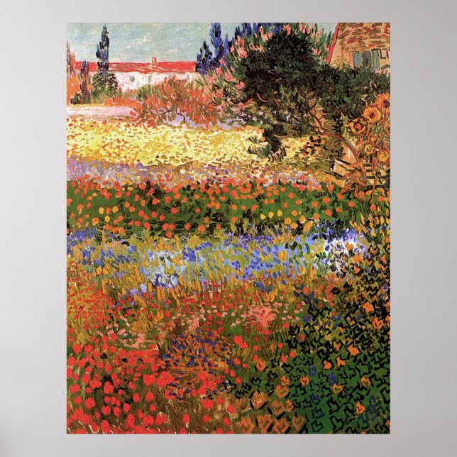 Póster Jardín de flores, Vincent van Gogh. (Frente)