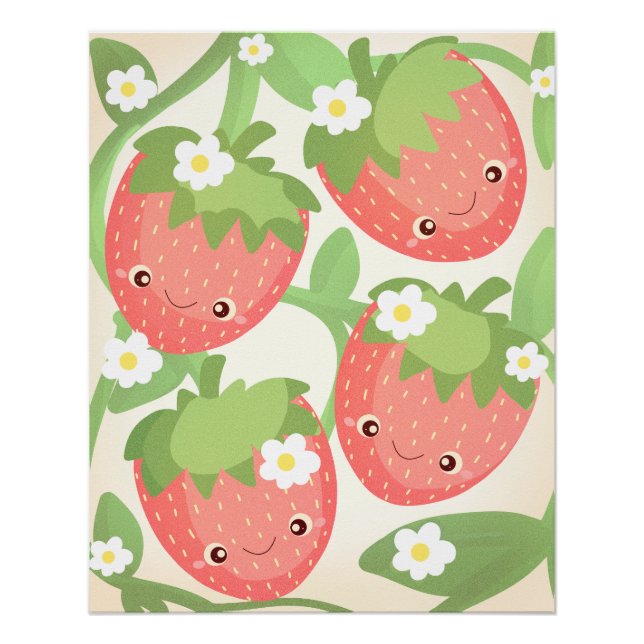 Póster Jardín de Fresas Bonito  (Anverso)