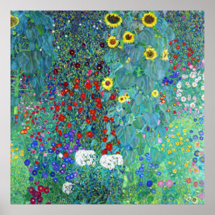 Póster Jardín de granja con girasoles de Gustav Klimt