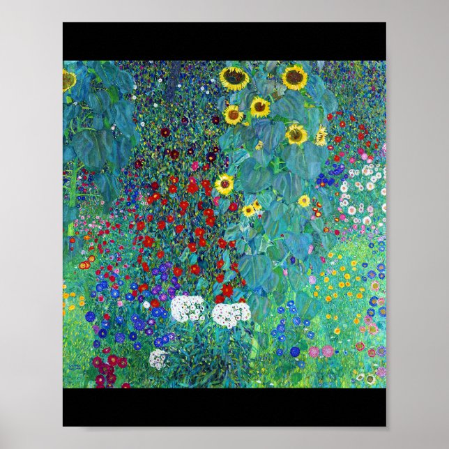 Póster Jardín de granja con girasoles, Gustav Klimt (Frente)