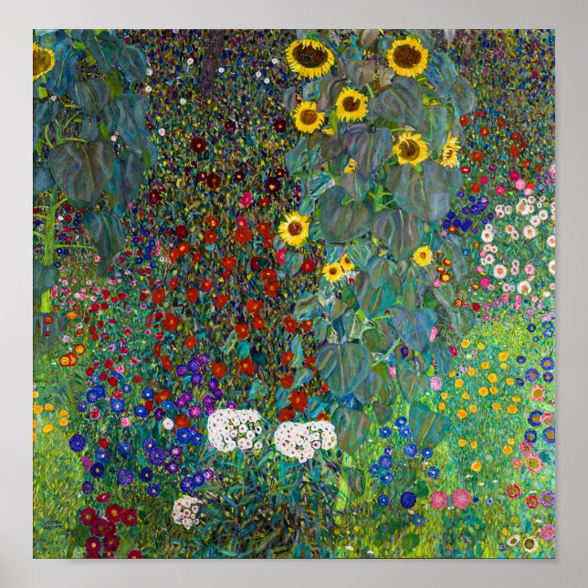 Póster Jardín de granja con girasoles | Gustav Klimt | (Frente)