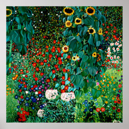 Póster Jardín de granja con girasoles por Gustav Klimt