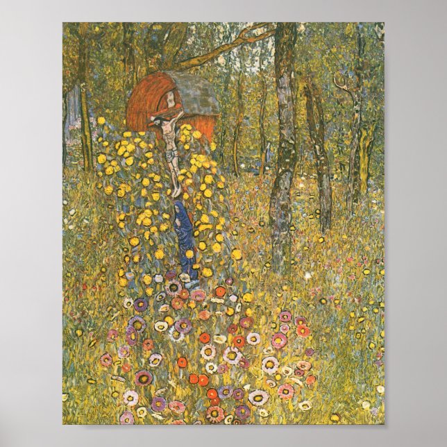 Póster Jardín De Granjas Con Crucifijo Por Gustav Klimt (Frente)