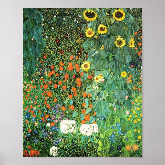 Póster Jardín De Granjas Con Girasoles Gustav Klimt (Frente)