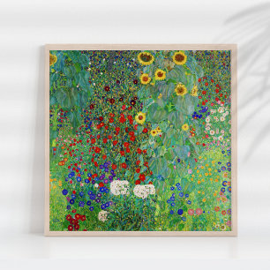 Póster Jardín De Granjas Gustav Klimt Con Pintado De Sunf