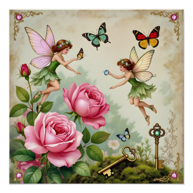 Póster Jardín de Hadas Florales Encantadas (Anverso)