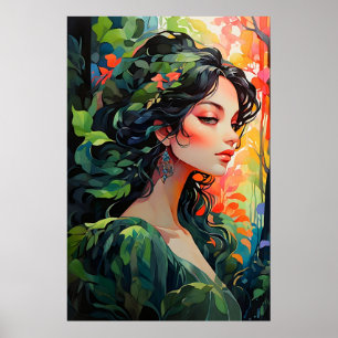 Póster jardín de hermosas mujeres