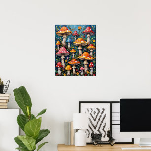 Póster Jardín de Hongos Caprichosos