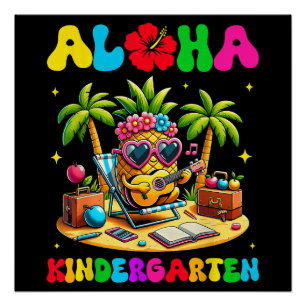 Póster Jardín de infancia Aloha Piña Hawái Vuelta al cole