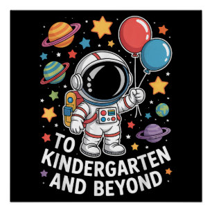 Póster Jardín de Infancia Y Más Allá Astronauta Espacio