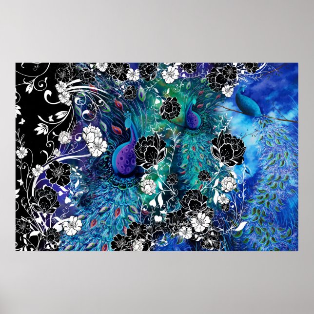 Póster Jardín de la Flor del Pavo Real (Frente)