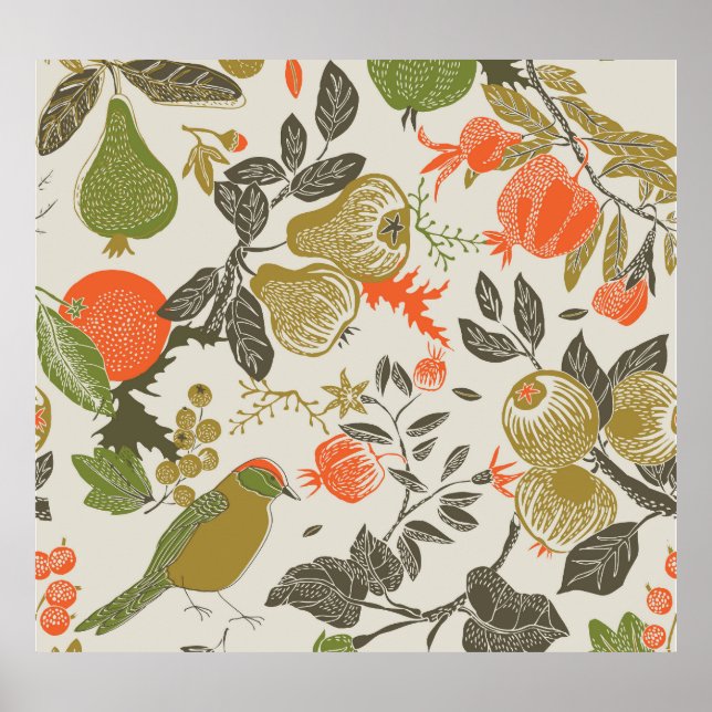 Póster Jardín de la fruta de las aves: sin mar (Frente)