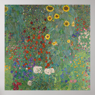 Póster Jardín de la granja de Klimt con girasoles