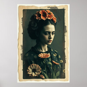 Póster Jardín de la soledad de Frida - Retrato de época