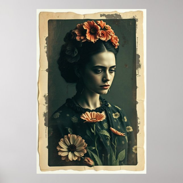 Póster Jardín de la soledad de Frida - Retrato de época (Frente)