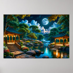 Póster Jardín de la tranquila noche