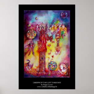 PÓSTER JARDÍN DE LAS SOMBRAS PERDIDAS, HADAS Y MARIPOSAS