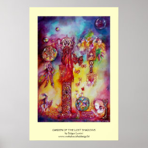 PÓSTER JARDÍN DE LAS SOMBRAS PERDIDAS, HADAS Y MARIPOSAS