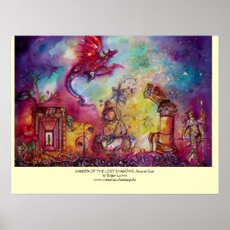 PÓSTER JARDÍN DE LAS SOMBRAS PERDIDAS -VOLANDO DRAGÓN ROJ