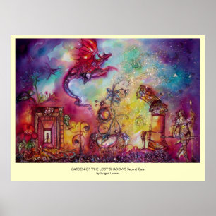 PÓSTER JARDÍN DE LAS SOMBRAS PERDIDAS -VOLANDO DRAGÓN ROJ