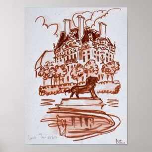 Póster Jardín de las Tullerías cerca del Louvre París,