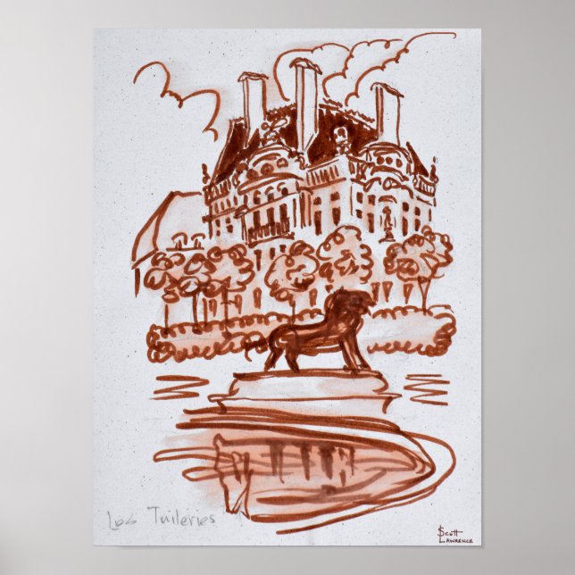 Póster Jardín de las Tullerías cerca del Louvre | París,  (Frente)