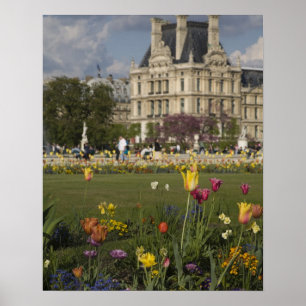 Póster Jardín de las Tullerías, Louvre, París, Francia
