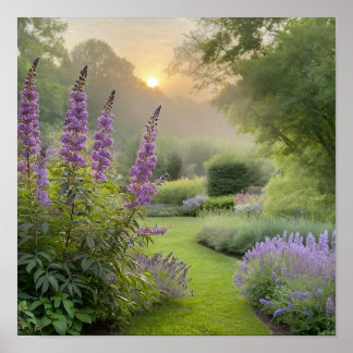 Póster Jardín de lavanda al amanecer – Tierras florales p