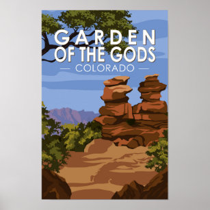 Póster Jardín de los dioses del Vintage de Colorado