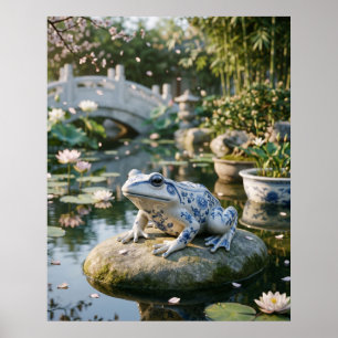 Póster Jardín de Loto de la Rana de Porcelana