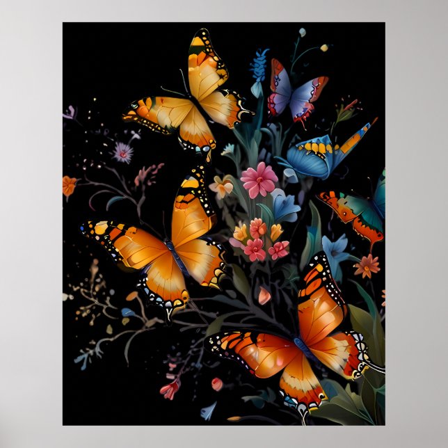 Póster Jardín de mariposas caprichosas (Frente)