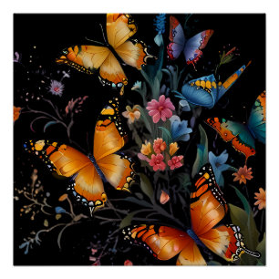 Póster Jardín de mariposas caprichosas