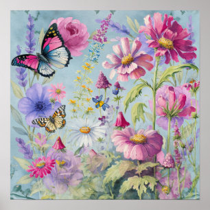Póster Jardín de Mariposas Cottagecore