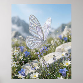 Póster Jardín de Mariposas de Cristal Resplandeciente