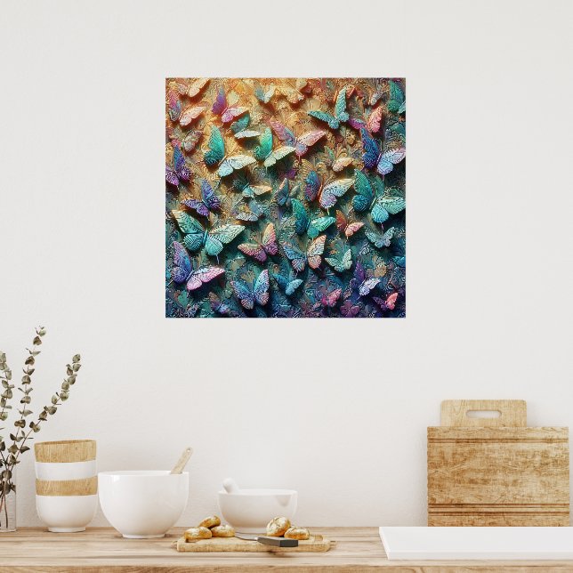 Póster Jardín de Mariposas Iridescentes (Cocina)