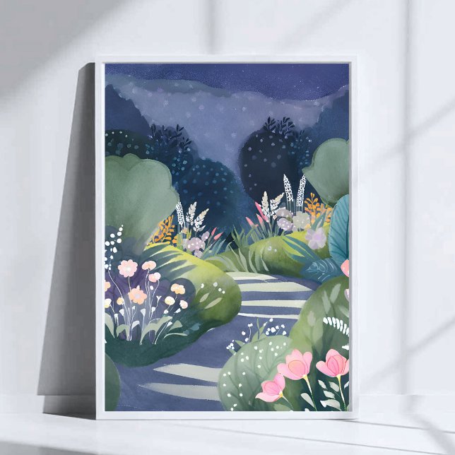 Póster Jardín de Medianoche | Camino Floral Acuarela (Subido por el creador)