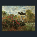 Póster Jardín de Monet en Argenteuil por Claude Monet<br><div class="desc">El Jardín del Artista en Argenteuil (1873), de Claude Monet, es un bonito cuadro artístico de naturaleza floral. Una casa de campo está en el fondo. Una pareja enamorada está paseando por un romántico jardín de primavera con rosas florecientes y otras flores. Sobre el artista: Claude Monet (1840-1926) fue fundador...</div>