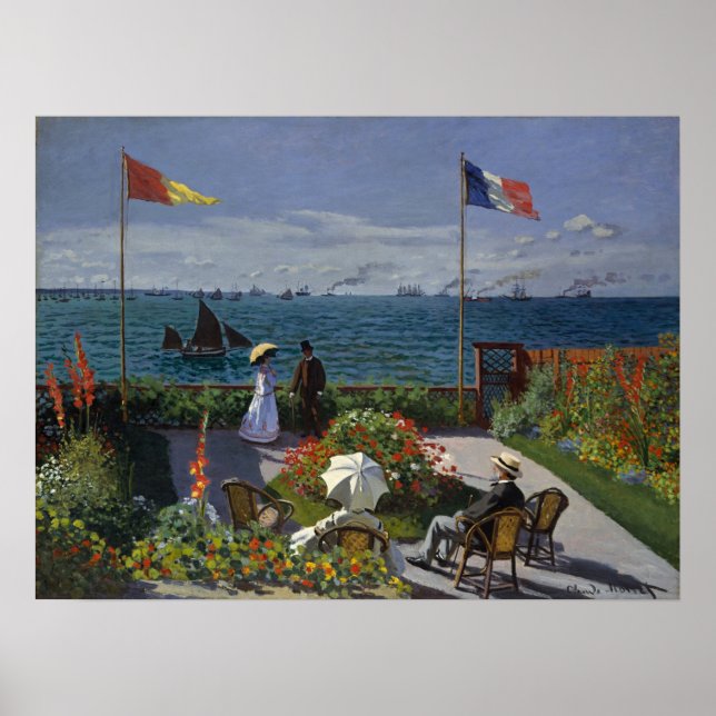 Póster Jardín de Monet en la pintura de Sainte-Adresse (Frente)