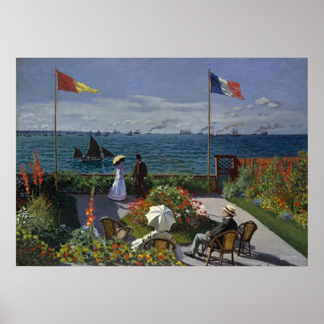 Póster Jardín de Monet en la pintura de Sainte-Adresse (Frente)