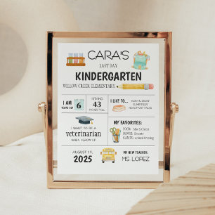 Póster Jardín de niños el último día de Rótulo escolar