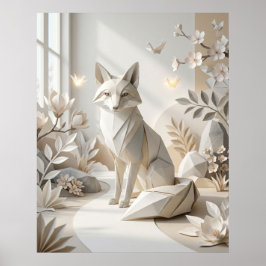Póster Jardín de Papel Zorro de Origami