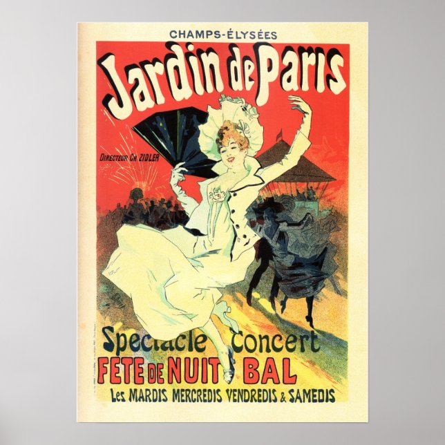 Póster JARDIN DE PARIS Teatro de Conciertos Jules Cheret  (Frente)