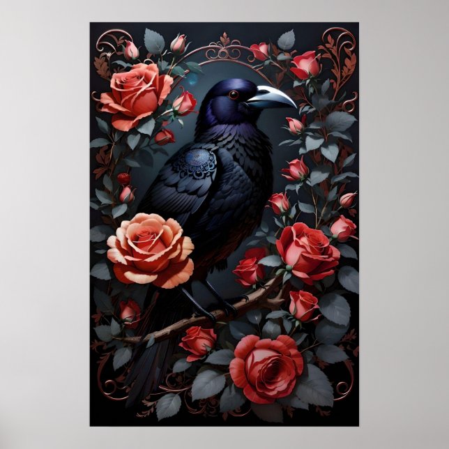 Póster Jardín de Rosa de Raven Negro (Frente)