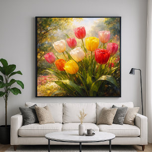 Póster Jardín de Tulipanes - Estilo Pictórico