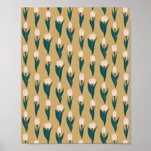Póster Jardín de Tulipanes Rosas