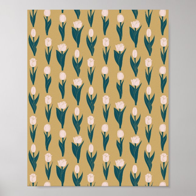 Póster Jardín de Tulipanes Rosas (Frente)